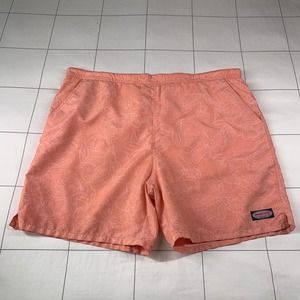 Vineyard Vines Shorts Mens XL Coral Orange Tropical Swim Trunks Lined Beach Pool